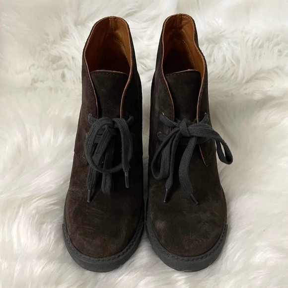 See by Chloe Boots Womens EU 36 US 6 Brown Black Suede Ankle Wedge Booties Shoes - Picture 3 of 15